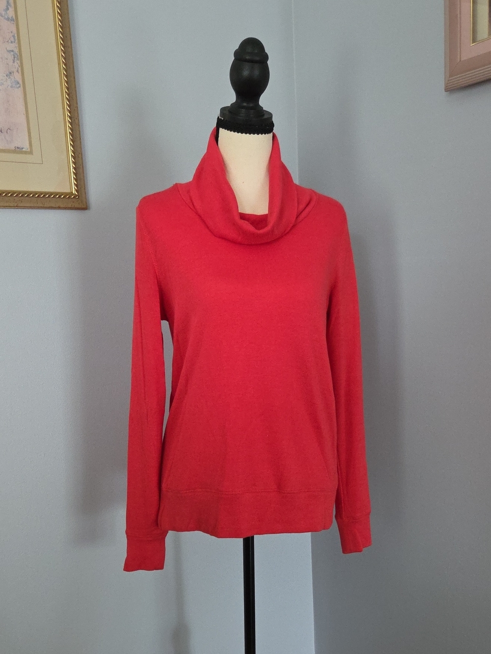 Women's soft red turtleneck sweater